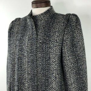 Bert Newman Petite Blue Ivory Teal Black Tweed Coa